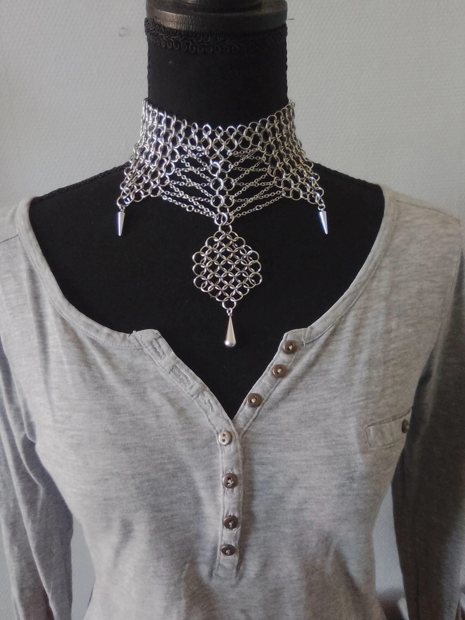 Colar choker XL decote "laços" corrente europeia – photo 2